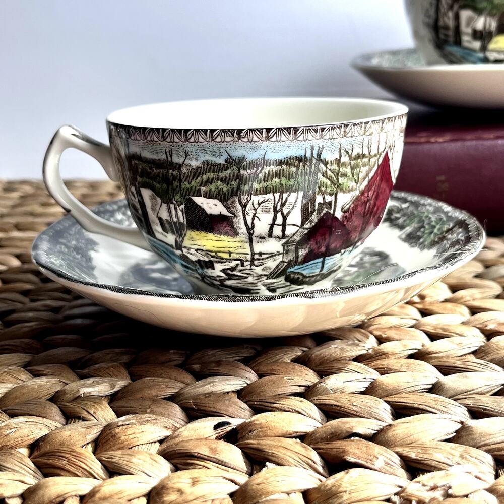 Johnson Brothers Friendly Village Ice House Tea Cup & Saucer Set England